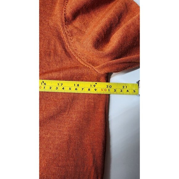 Mens Pronto Uomo Extra Fine Merino Wool V-Neck Sweater Rust Large - Picture 7 of 9